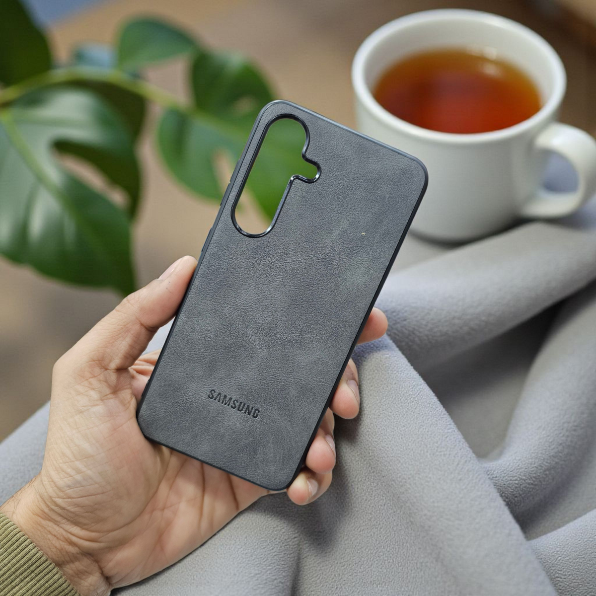 Samsung S24 5g Premium Leather Back Case Cover - Grey