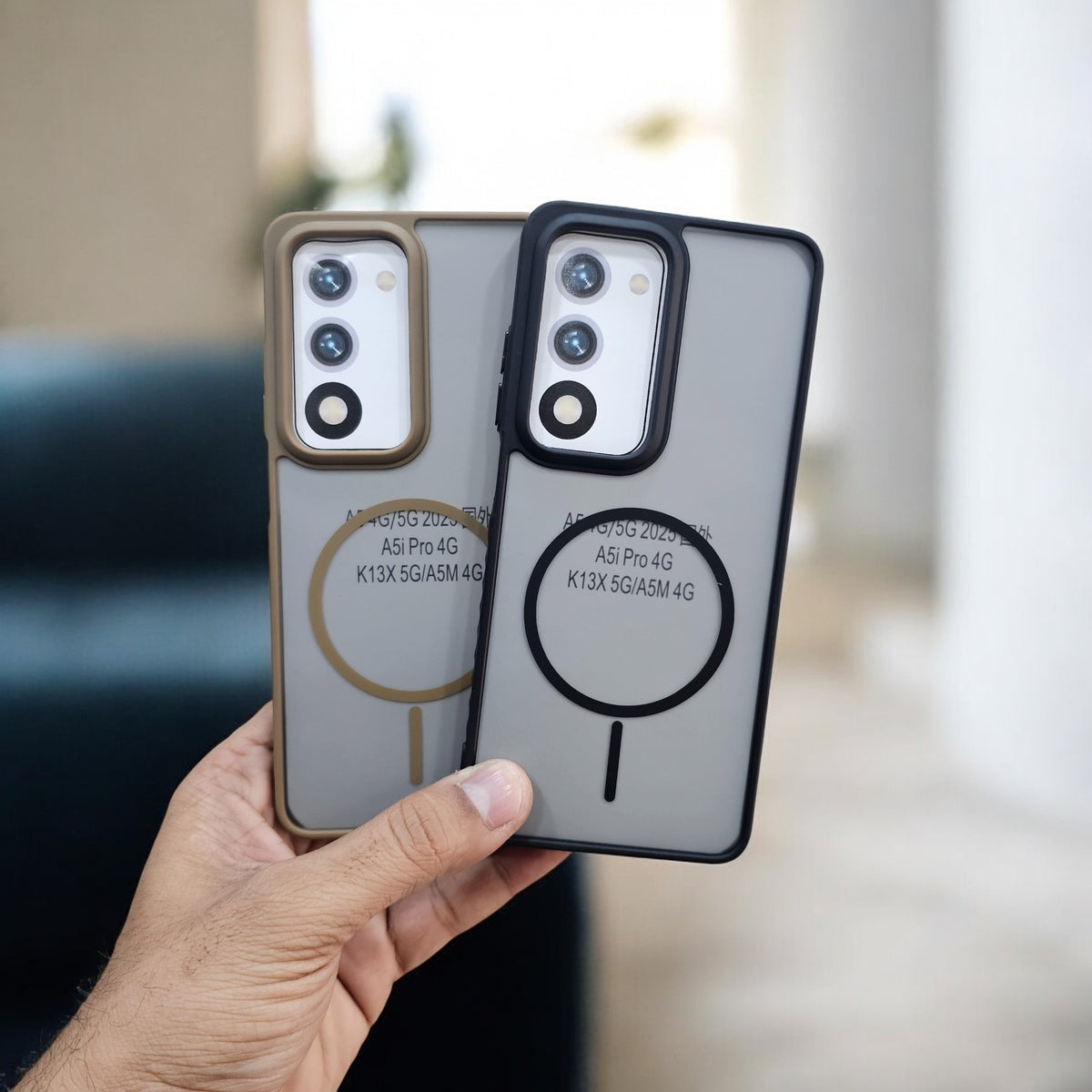 (Pack of 2) Oppo K13x 5g Magsafe Printed Metal Buttons Back Case Cover - Combo 2