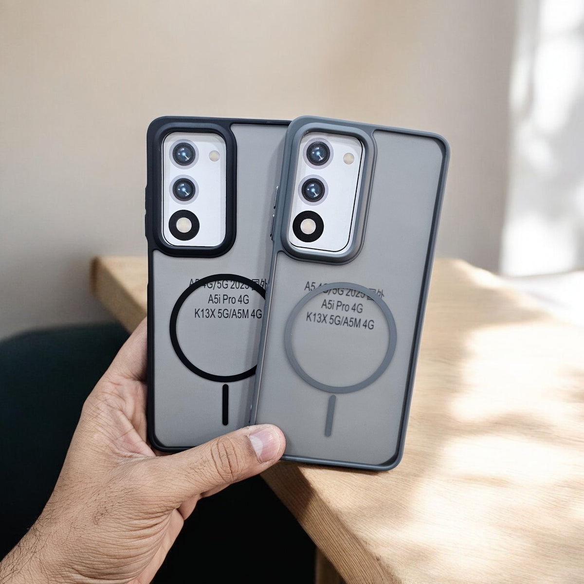 (Pack of 2) Oppo K13x 5G Magsafe Printed Metal Buttons Back Case Cover - Combo 1