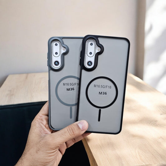 (Pack of 2) Samsung M36 5G Magsafe Printed Metal Buttons Back Case Cover - Combo 1
