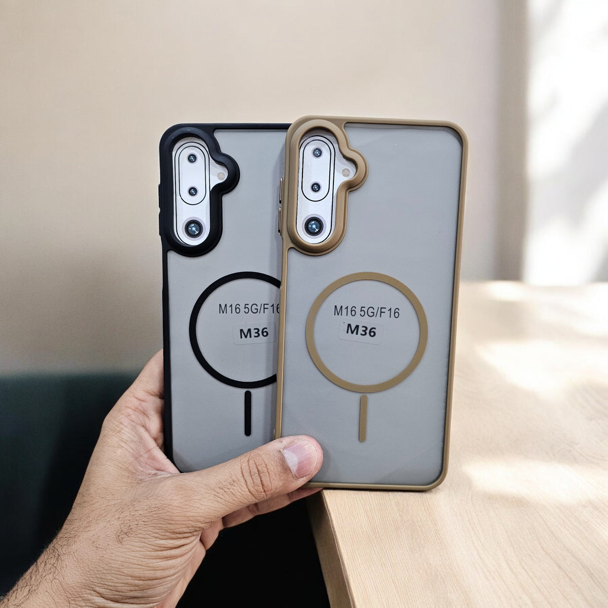 (Pack of 2) Samsung M36 5g Magsafe Printed Metal Buttons Back Case Cover - Combo 2