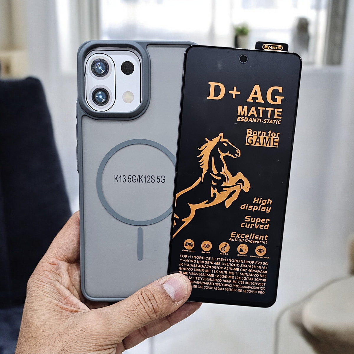 (combo pack)Oppo K13 5g Magsafe Printed Case + Matt Tempered Glass - Grey