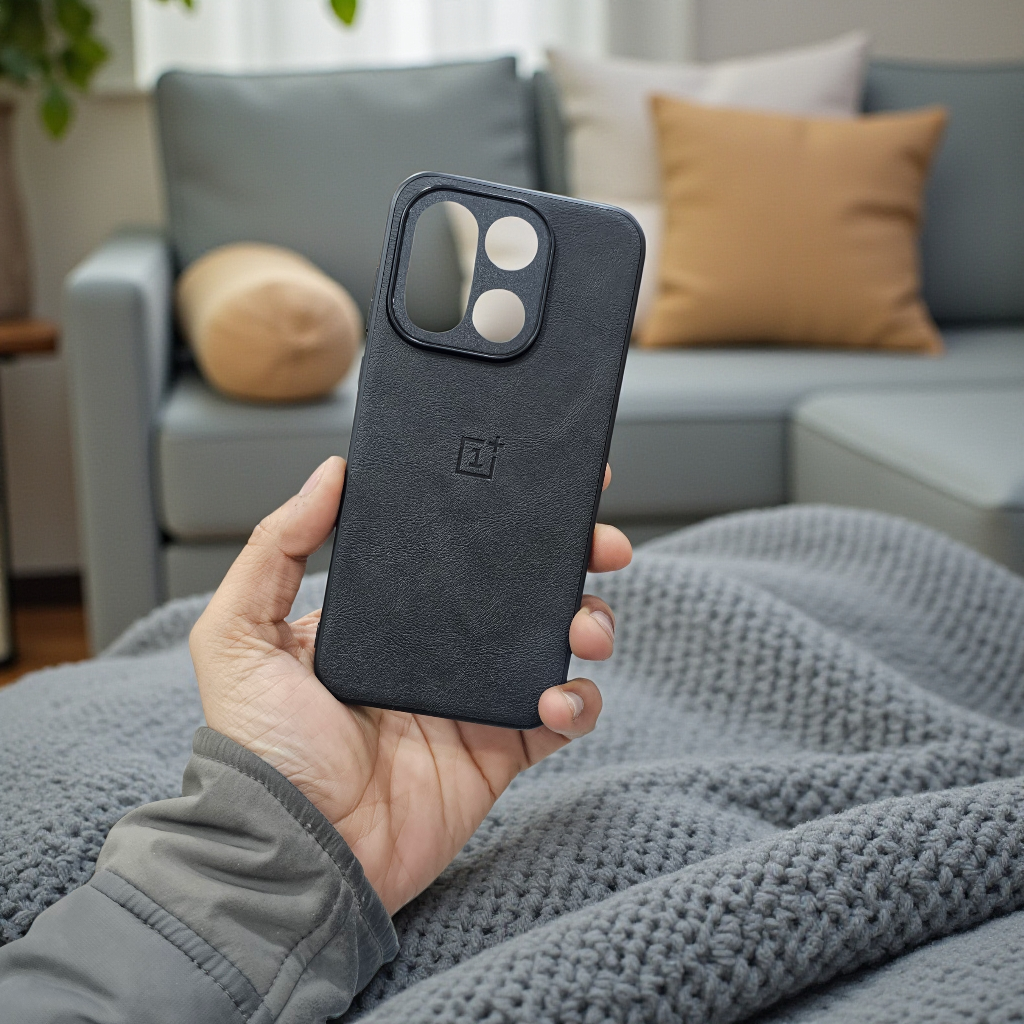 OnePlus 15 5g Premium Leather Back Case Cover - Black