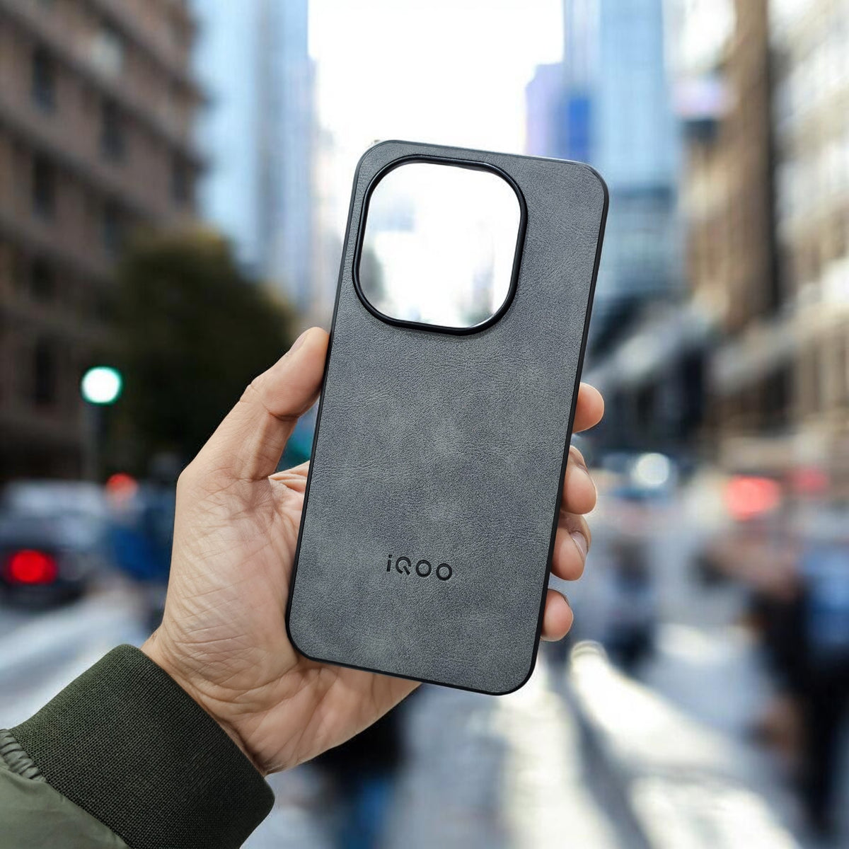 iQOO 15 5g Premium Leather Back Case Cover - Grey