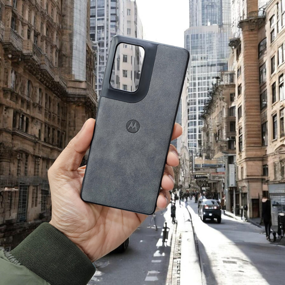 Motorola Moto Edge 50 Fusion/G96 5g Premium Leather Back Case Cover - Grey
