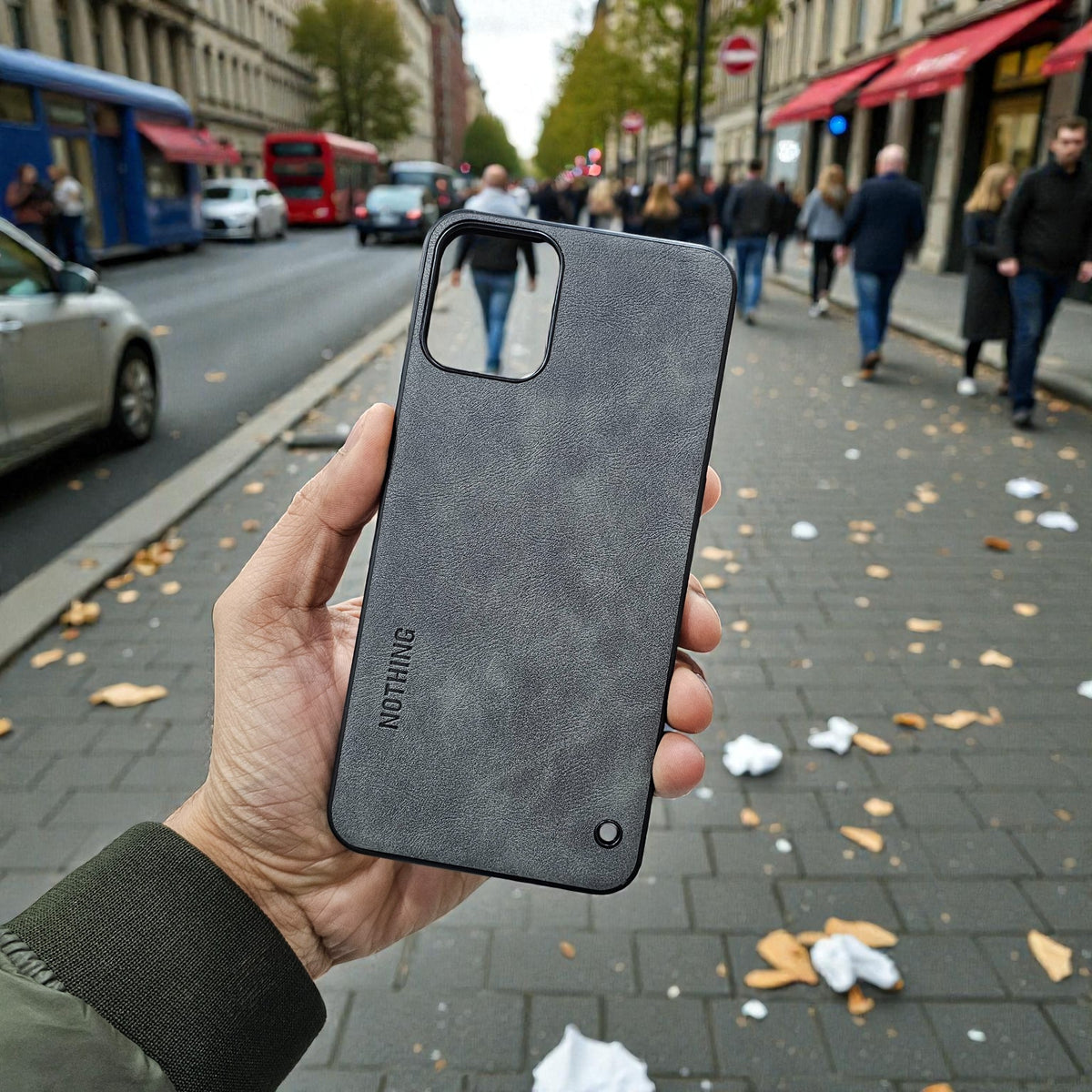 Nothing Phone 3A Lite 5g Premium Leather Back Case Cover - Grey
