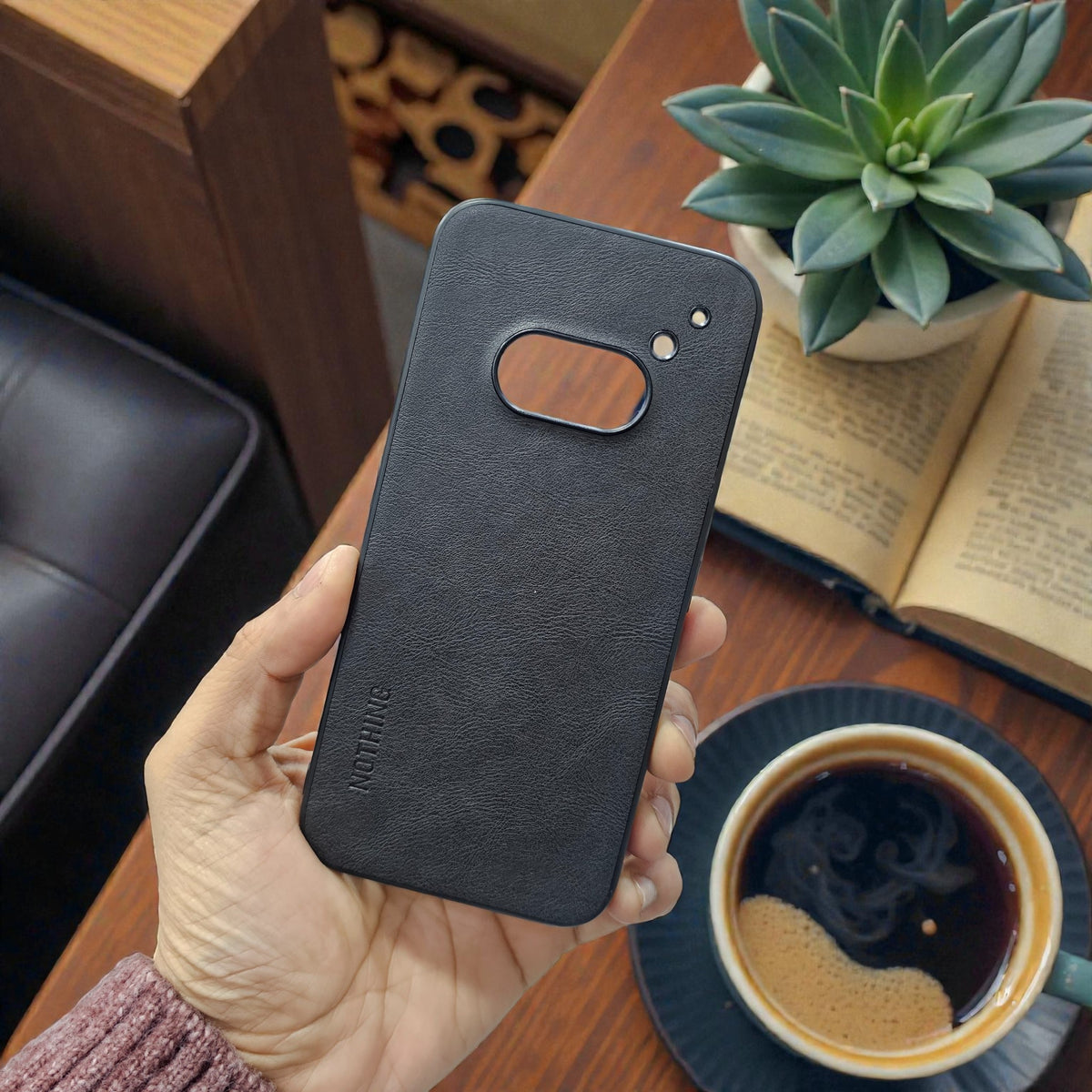 Nothing Phone 2A 5g Premium Leather Back Case Cover - Black