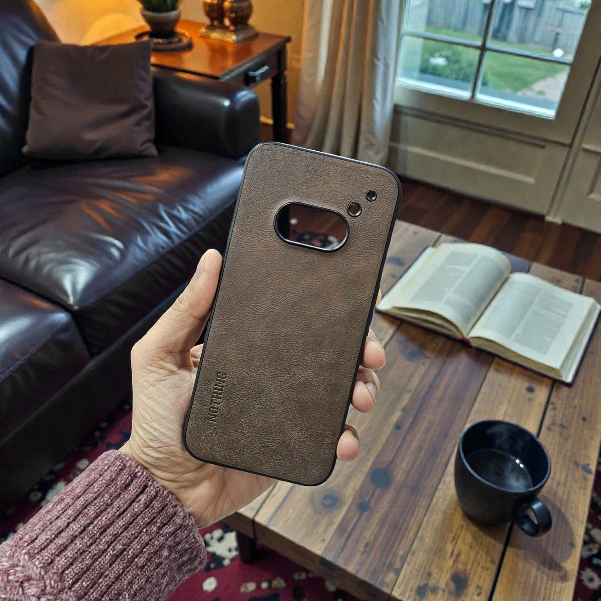 Nothing Phone 2A 5g Premium Leather Back Case Cover - Brown