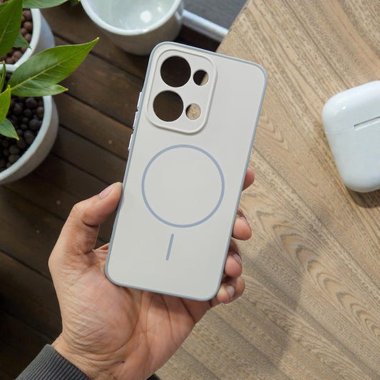 Oppo Reno 13 5g Premium Magsafe Printed Candy Color Back Case - Cream White