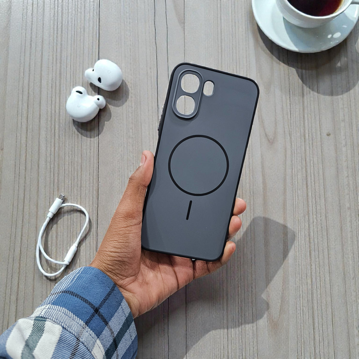 Oppo A6X 5g Premium Magsafe Printed Candy Color Back Case - Grey
