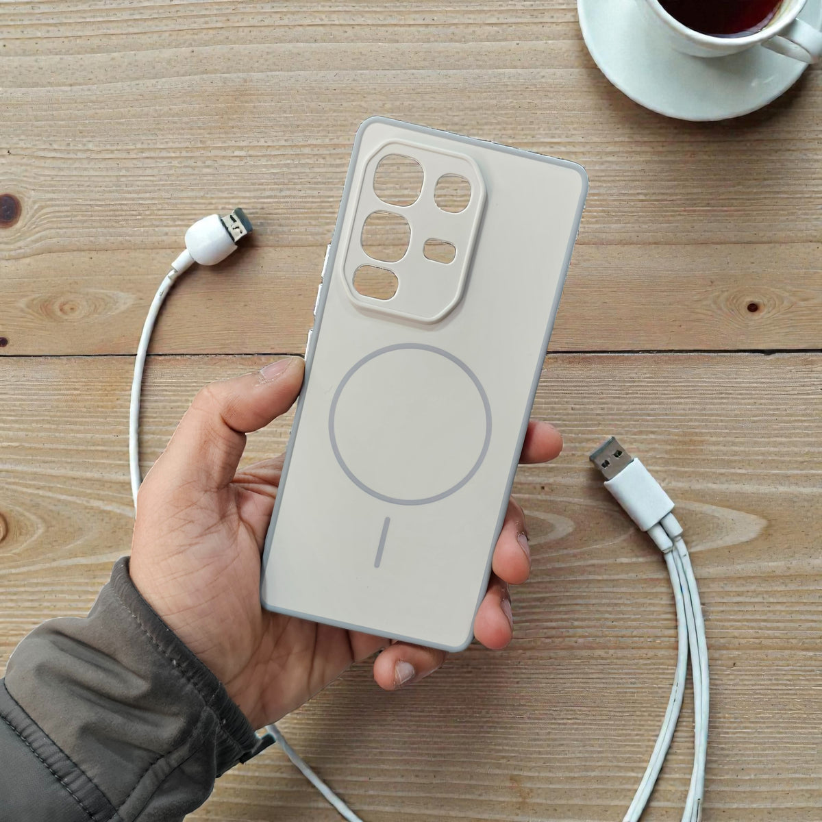 Infinix Note 50S 5g Premium Magsafe Printed Candy Color Back Case - Cream White