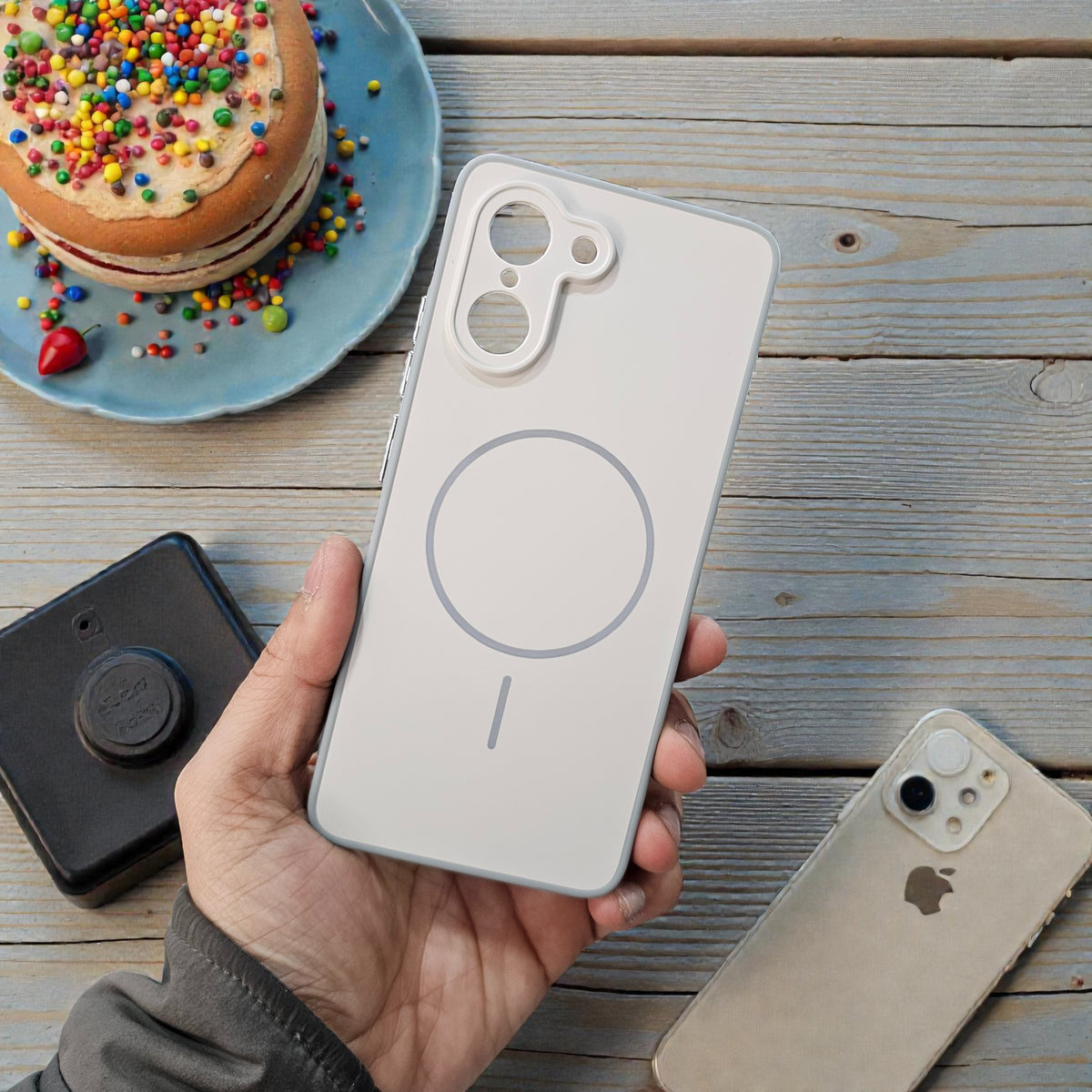 OnePlus Nord Ce 5 5g Premium Magsafe Printed Candy Color Back Case - Cream White