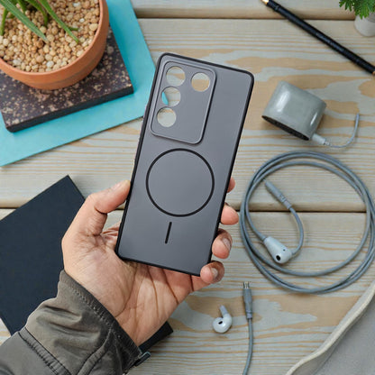Vivo V27/V27 Pro 5g Premium Magsafe Printed Candy Color Back Case - Grey
