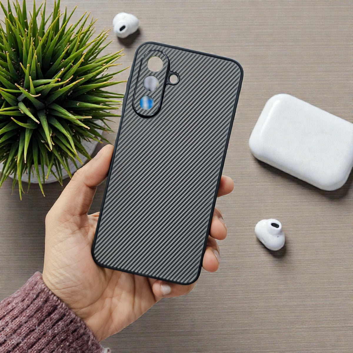 Samsung A17 5g Premium Carbon Fiber Back Case Cover - Grey