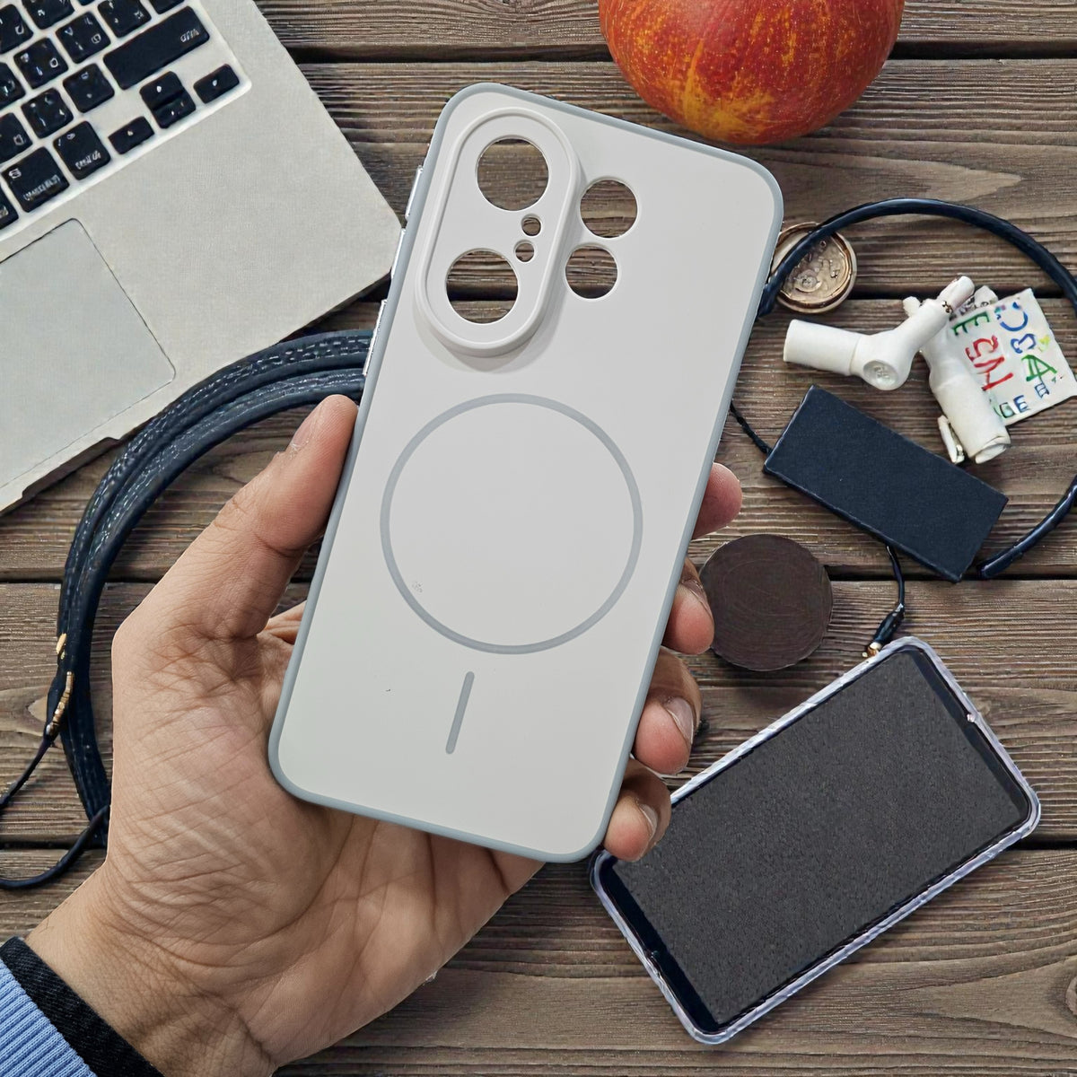 Vivo X200 Fe 5g Premium Magsafe Printed Candy Color Back Case - Cream White