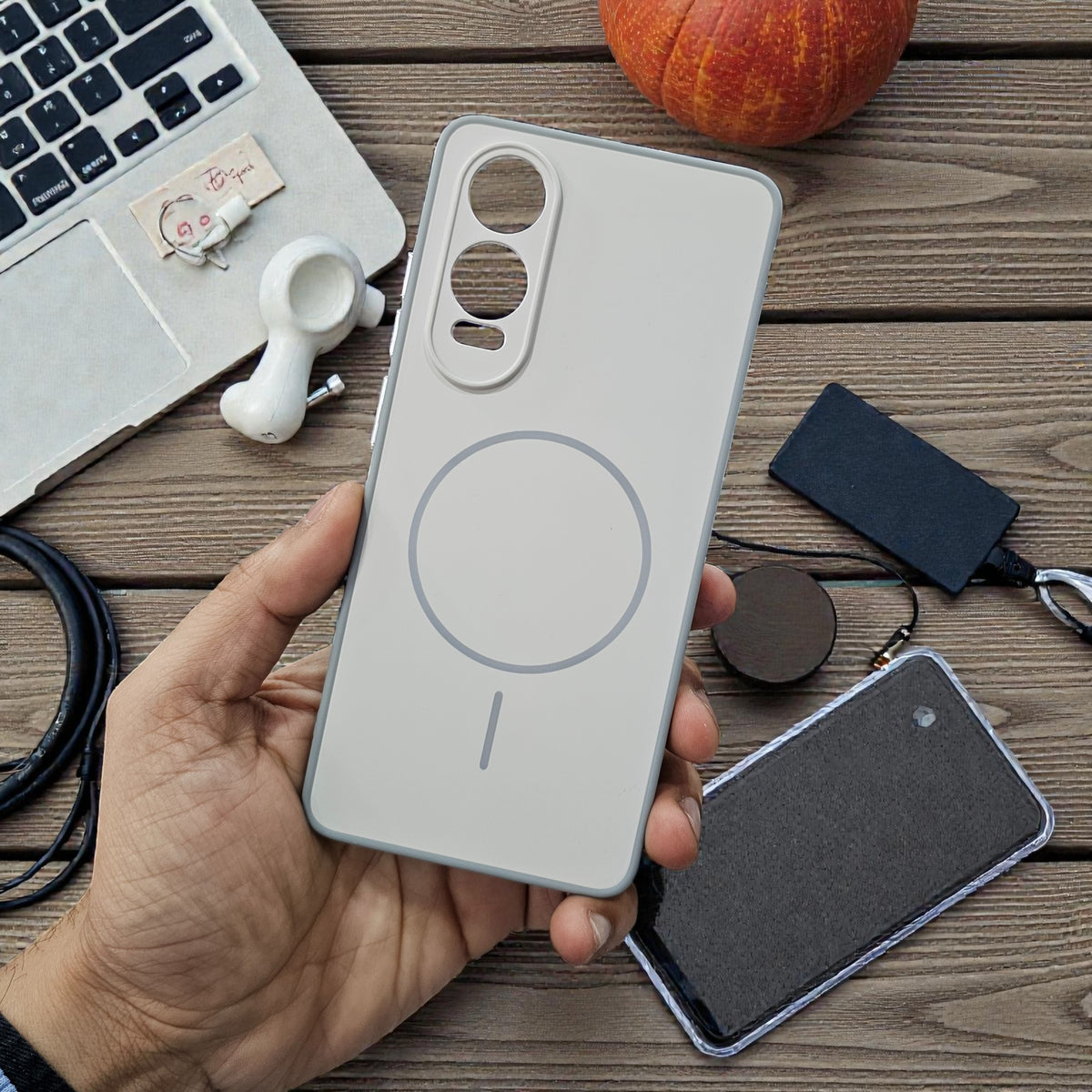 OnePlus Nord Ce 4 Lite 5g Premium Magsafe Printed Candy Color Back Case - Cream White