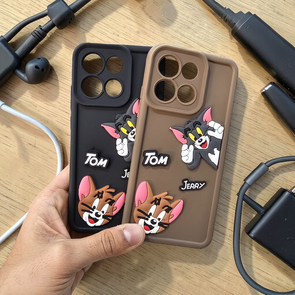 (Pack of 2)Motorola Moto G57/67 Power 5G Soft Silicone tom & jerry Back Cover Case - Combo 1
