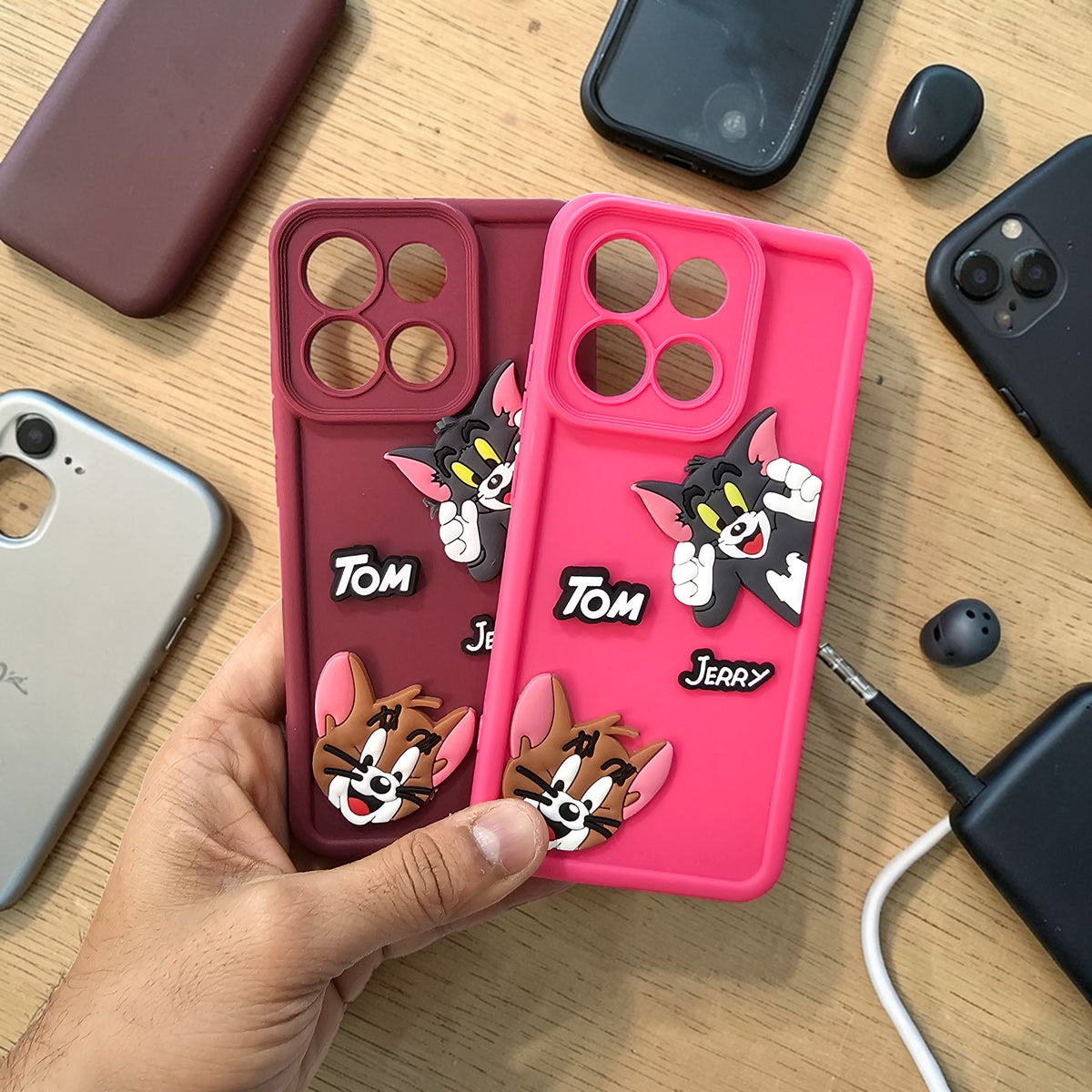 (Pack of 2)Motorola Moto G86 Power 5G Soft Silicone tom & jerry Back Cover Case - Combo 2