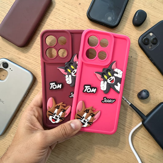 (Pack of 2)Motorola Moto G86 Power 5G Soft Silicone tom & jerry Back Cover Case - Combo 2