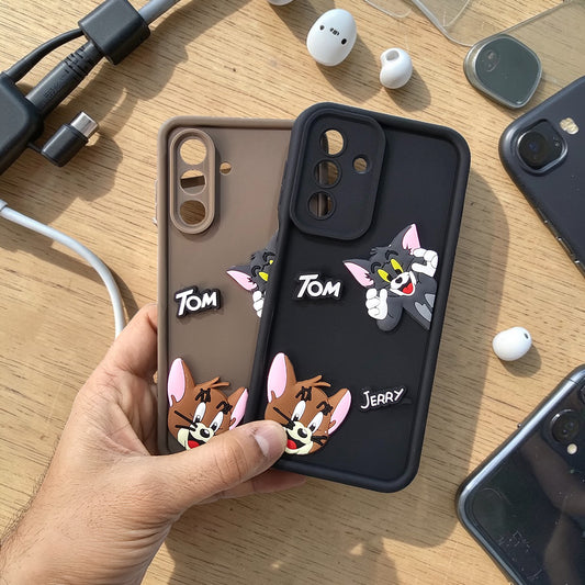 (Pack of 2)Samsung A17 5G Soft Silicone tom & jerry Back Cover Case - Combo 1