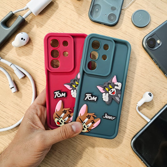 (Pack of 2)Vivo T4X/Y31 Pro 5G Soft Silicone tom & jerry Back Cover Case - Combo 2