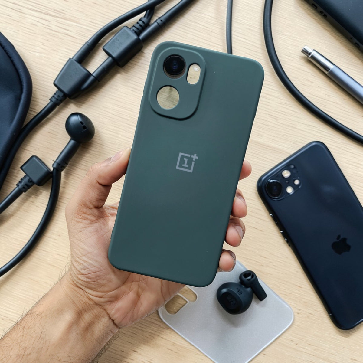 OnePlus 15R 5g Premium Soft Silicone Back Case Cover - Dark Green