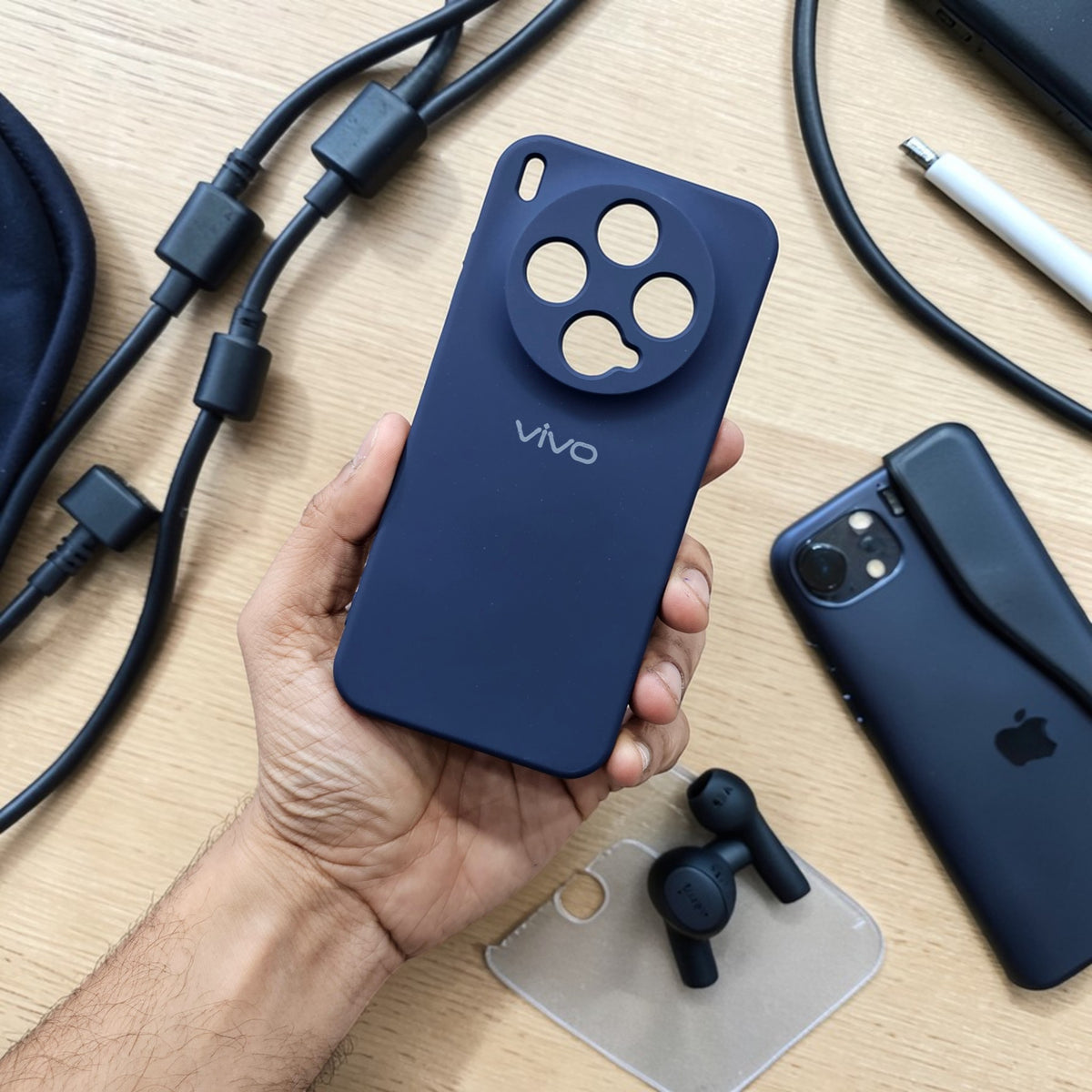 Vivo X300 5g Premium Soft Silicone Back Case Cover - Dark Blue