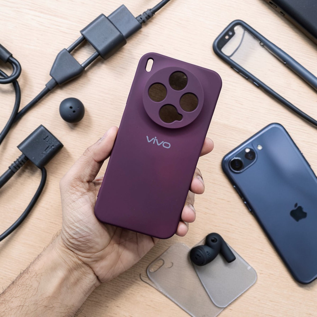 Vivo X300 5g Premium Soft Silicone Back Case Cover - Wine Red