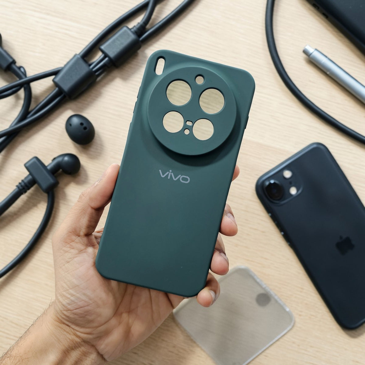 Vivo X300 Pro 5g Premium Soft Silicone Back Case Cover - Dark Green