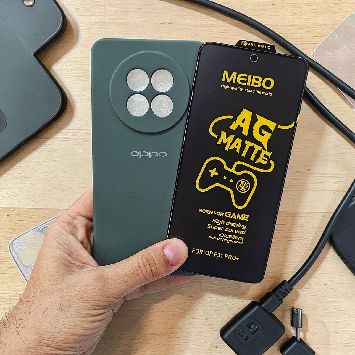 (combo pack)Oppo F31 Pro Plus Soft Silicone Case + Ag Matt Tempered Glass - Dark Green