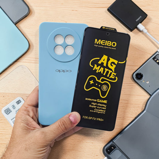 (combo pack)Oppo F31 Pro Plus Soft Silicone Case + Ag Matt Tempered Glass - Sky Blue