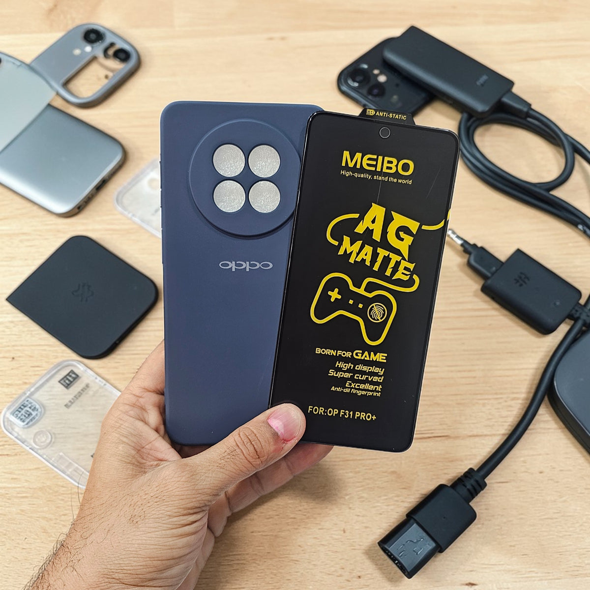 (combo pack)Oppo F31 Pro Plus Soft Silicone Case + Ag Matt Tempered Glass - Dark Blue