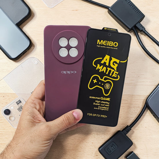 (combo pack)Oppo F31 Pro Plus Soft Silicone Case + Ag Matt Tempered Glass - Wine Red