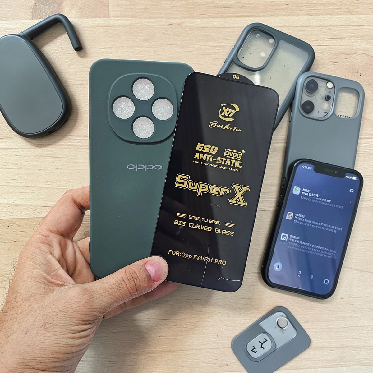 (combo pack)Oppo F31 Pro Soft Silicone Case + Edge to Edge Tempered Glass - Dark Green
