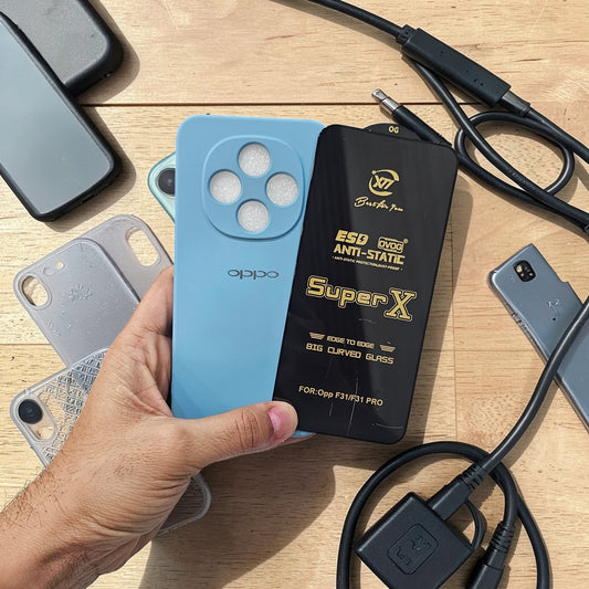 (combo pack)Oppo F31 Pro Soft Silicone Case + Edge to Edge Tempered Glass - Sky Blue