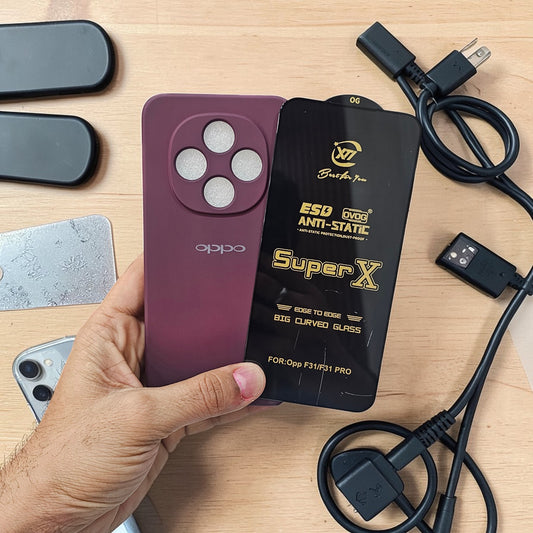 (combo pack)Oppo F31 Pro Soft Silicone Case + Edge to Edge Tempered Glass - Wine Red