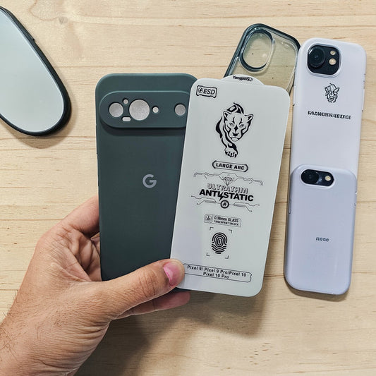 (combo pack)Google Pixel 9 Soft Silicone Case + Fingerprint Tempered Glass - Dark Green