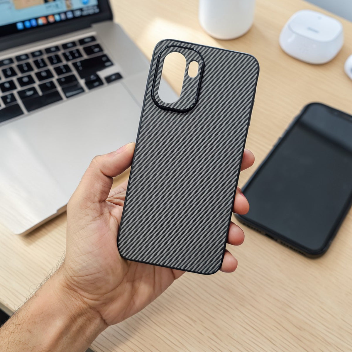 OnePlus 15R 5g Premium Carbon Fiber Back Case Cover - Grey