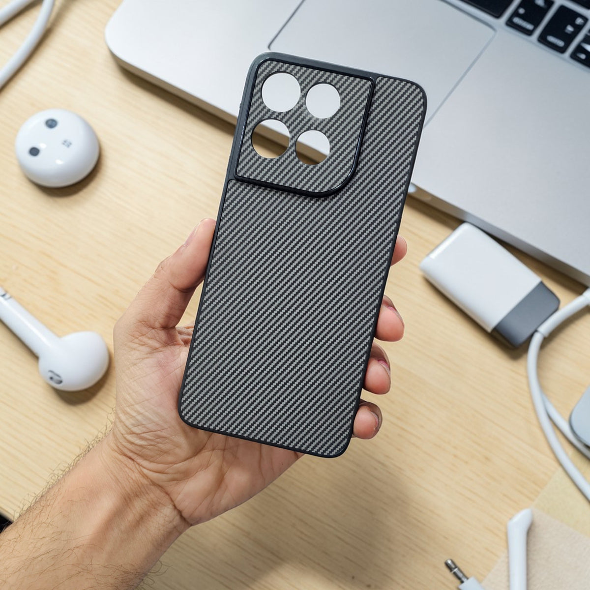 Motorola Moto G67 Power 5g Premium Carbon Fiber Back Case Cover - Grey