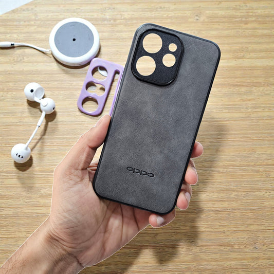 Oppo Reno 15 Pro 5g Premium Leather Back Case Cover - Grey