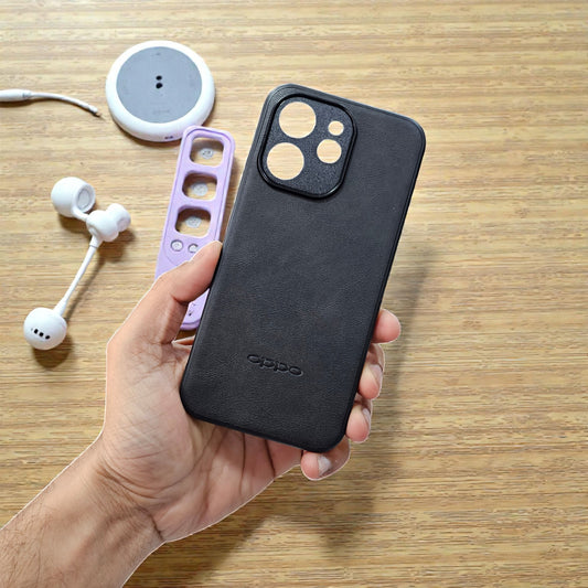 Oppo Reno 15 Pro 5g Premium Leather Back Case Cover - Black
