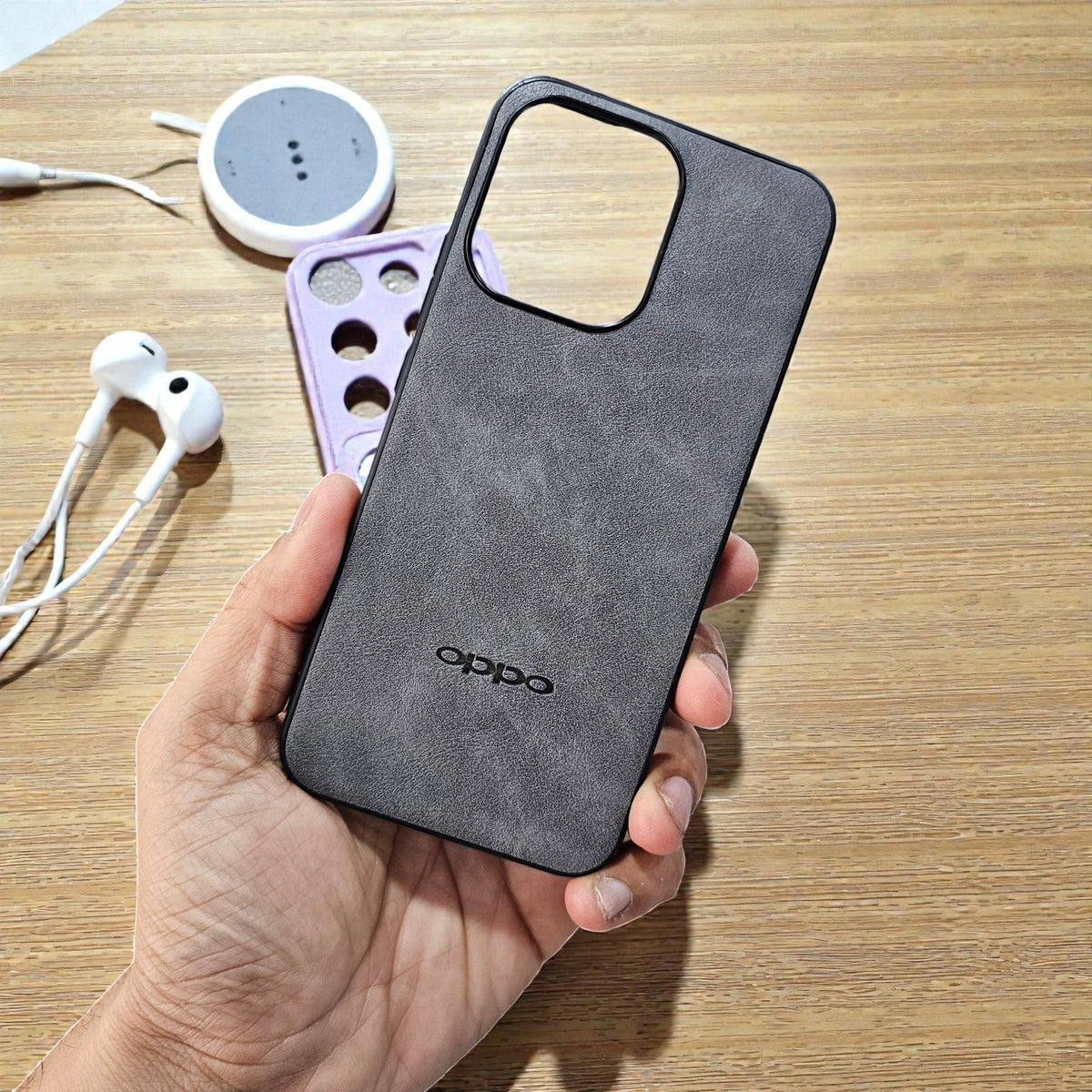 Oppo Reno 15 5g Premium Leather Back Case Cover - Grey