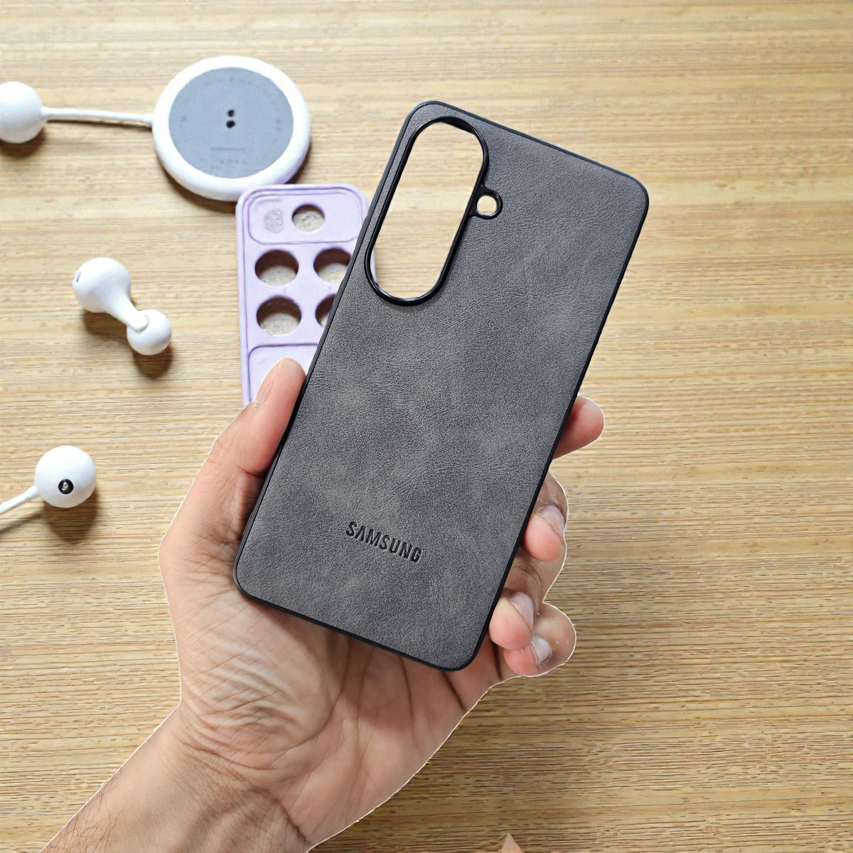 Samsung S26 5g Premium Leather Back Case Cover - Grey