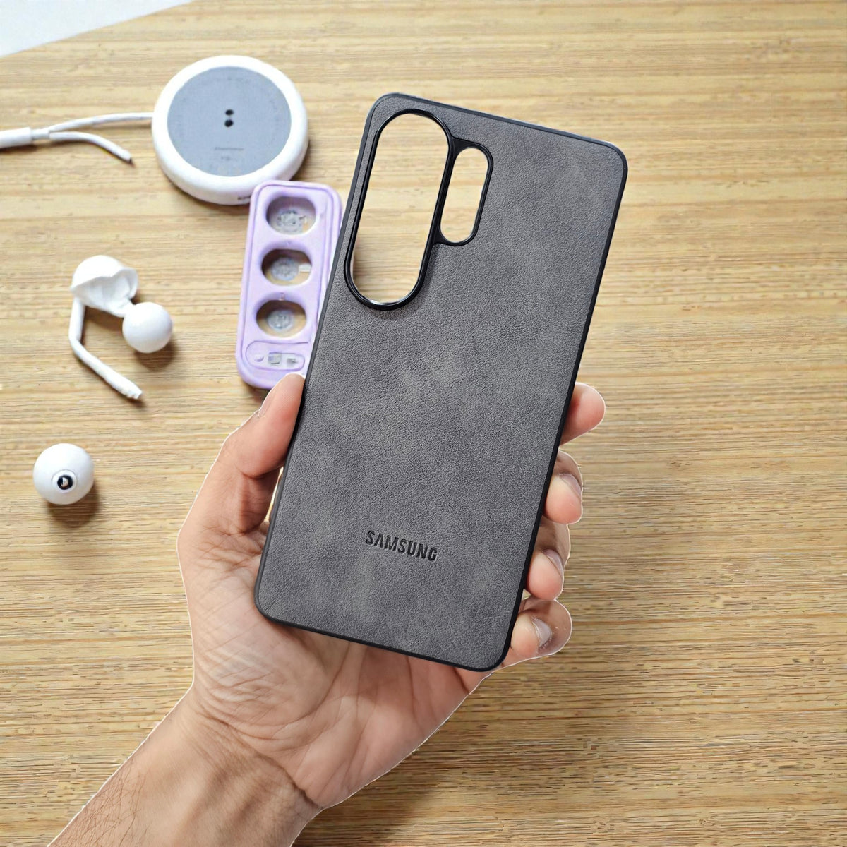 Samsung S26 Ultra 5g Premium Leather Back Case Cover - Grey