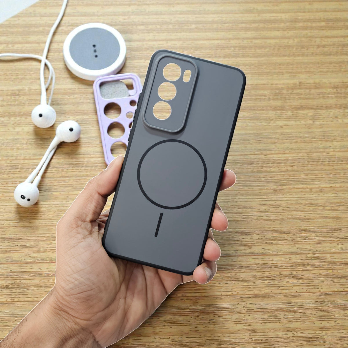 Oppo Reno 12 Pro 5g Premium Magsafe Printed Candy Color Back Case - Grey