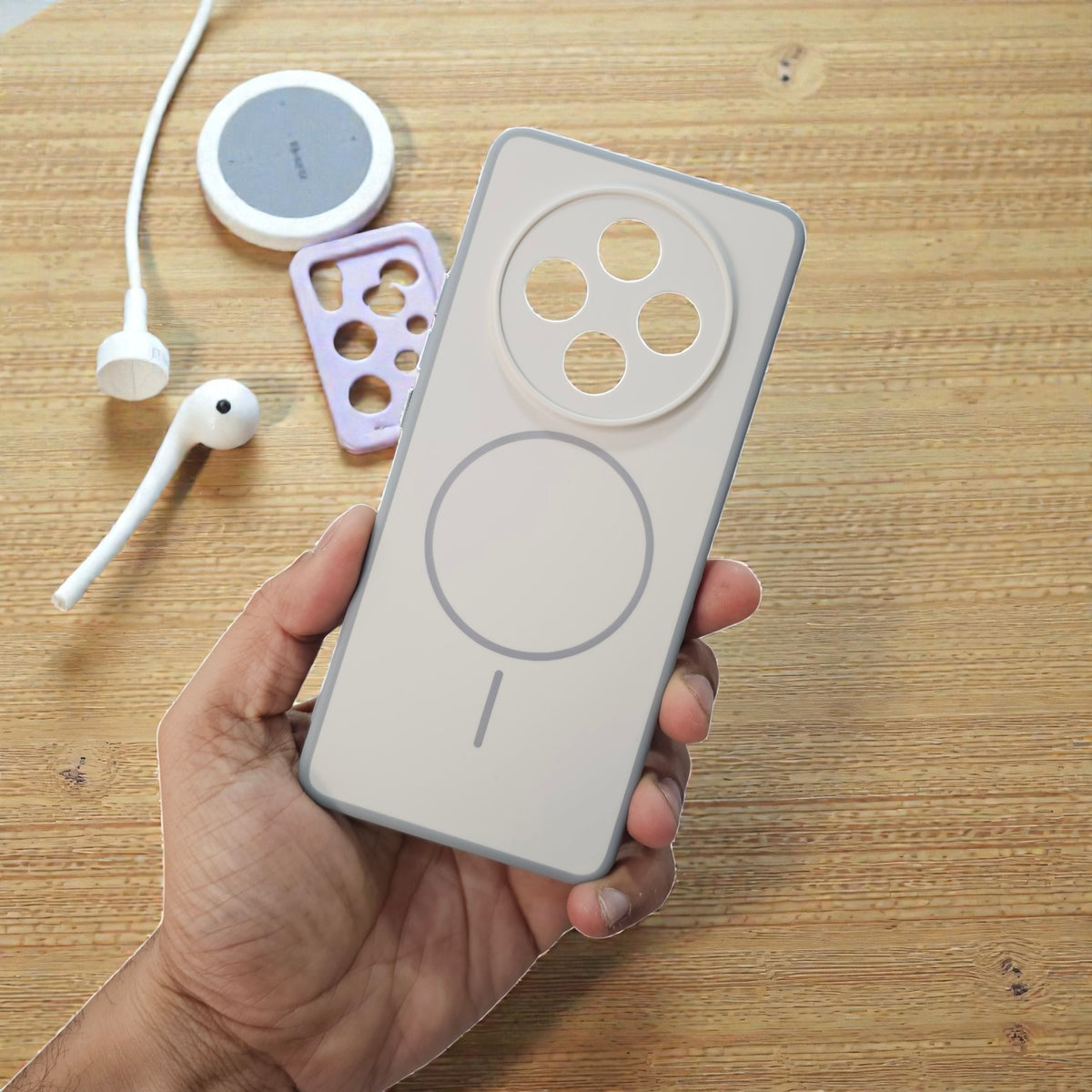 Oppo F27 Pro Plus 5g Premium Magsafe Printed Candy Color Back Case - Cream White