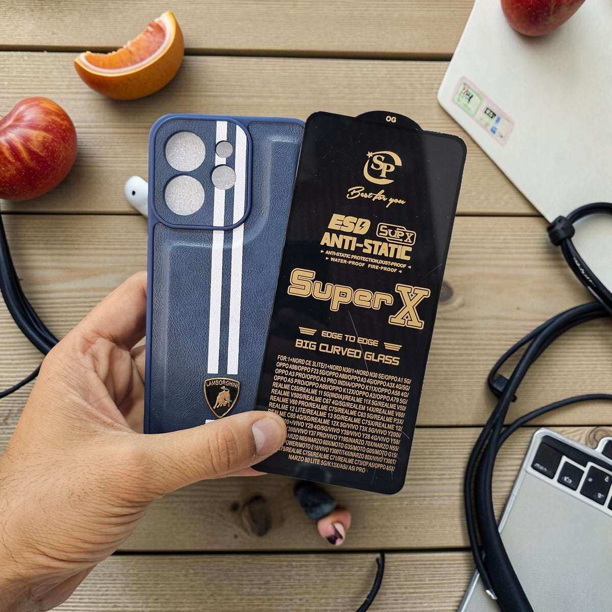 (Free Tempered)Oppo Reno 15 Pro Mini 5g Premium Car Logo Leather Back Case Pouch - pattern 3