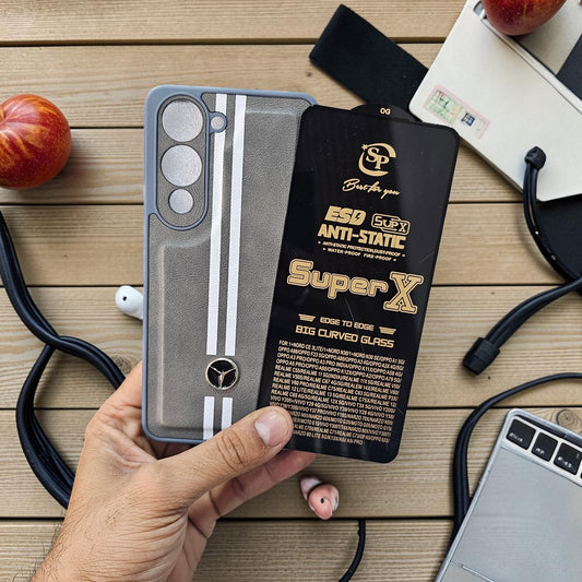 (Free Tempered)Vivo Y19e/Y29S 5g Premium Car Logo Leather Back Case Pouch - pattern 4