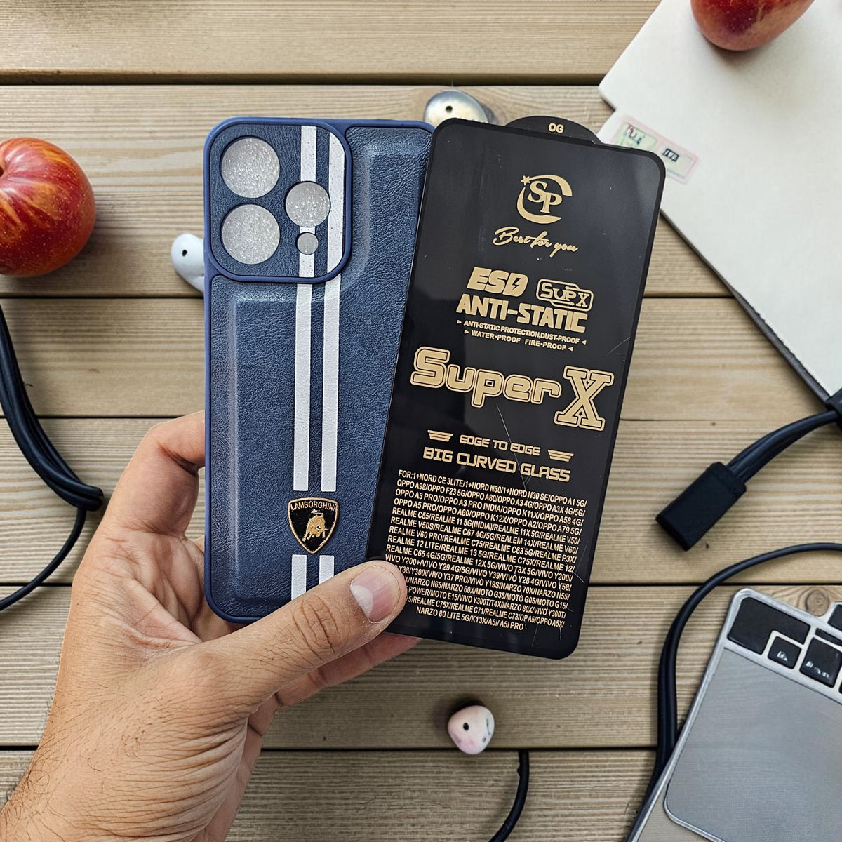 (Free Tempered)Oppo Reno 15 5g Premium Car Logo Leather Back Case Pouch - pattern 4