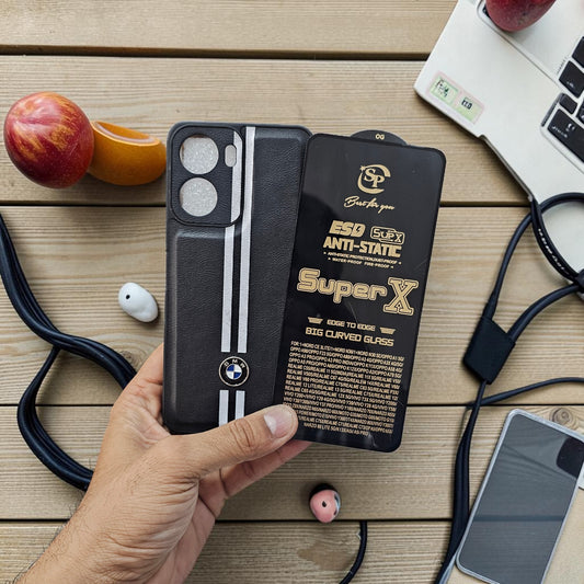 (Free Tempered)Vivo T2x/Y16 5g Premium Car Logo Leather Back Case Pouch - pattern 5